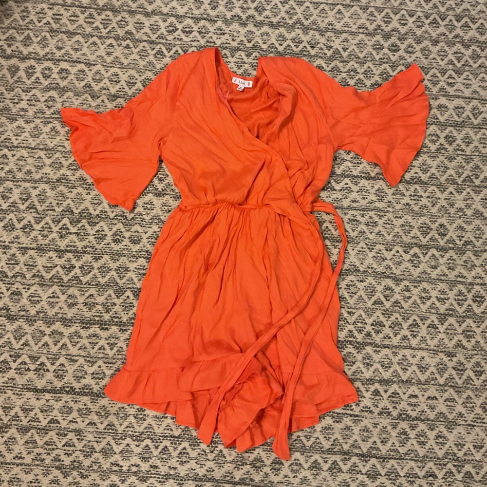 Orange Romper with Flutter Sleeves
